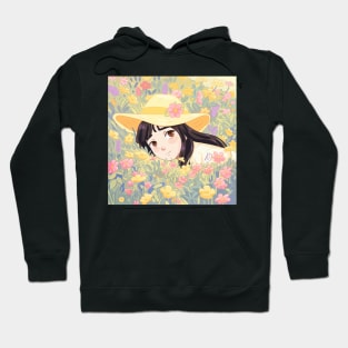 Cute girl surrounded by flowers Hoodie